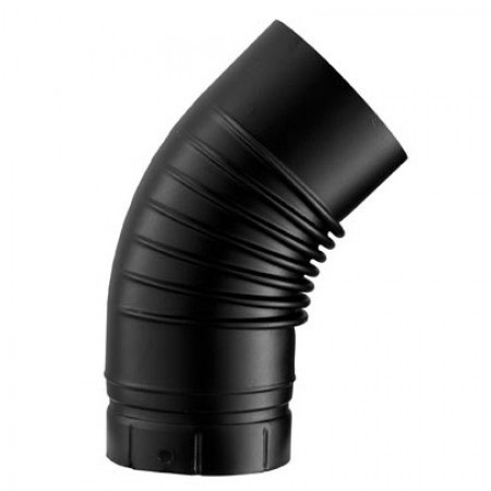 zwarte enkelwandige rvs rookgaspijp bocht 45 gr