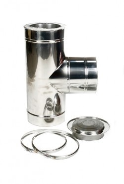 RVS T-stuk 90 gr 80 diam met deksel