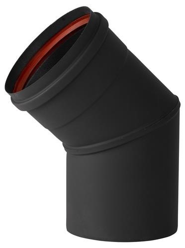enkelwandig RVS pelletafvoer bocht 45gr  80mm zwart