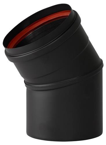 enkelwandig RVS pelletafvoer bocht 30 gr 80mm zwart