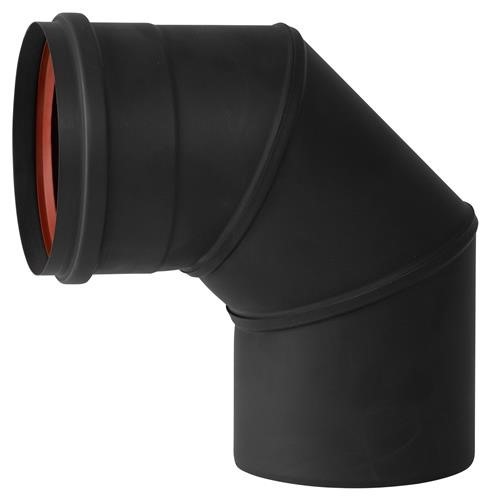enkelwandig RVS pelletafvoer bocht 90gr  80mm zwart